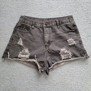 Women's Y2K Denim Faded black High-Rise Short Shorts - SIZE MEDIUM